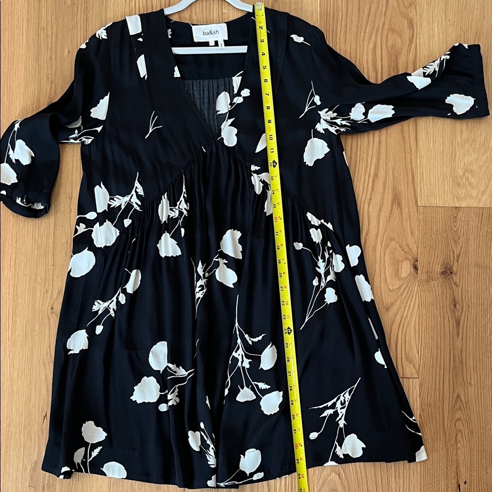ba&sh Black and White Floral Long Sleeve Dress - Picture 4 of 6